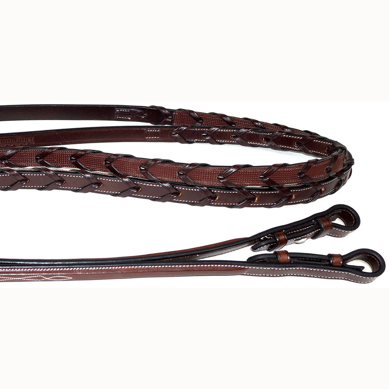 Nunn Finer Rubber Lined Fancy Laced Reins | 279P | Havana | Pony |