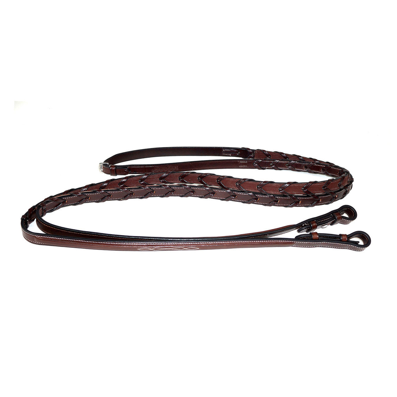 Nunn Finer Rubber Lined Fancy Laced Reins | 279P | Havana | Pony |