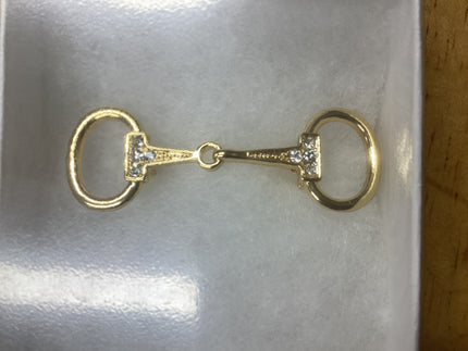 Small 18k Gold Plated Snaffle Bit Stock Pin, Clear | J952cl |