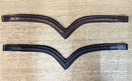 Black Oak V-Shaped Braided Brown Browband / 13540 /