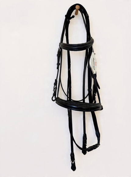 Americana Dressage Bridle Plain Raised w/ Crank Noseband | 7022 | Black | Cob