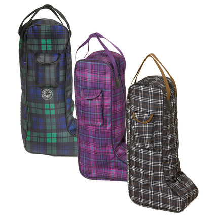 Plaid Lined Pad Tall Boot Bag