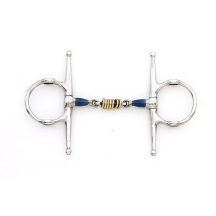 Centaur | 470290 | Blue Steel Double Jointed w/ Brass Rings Full Cheek Gag Bit |